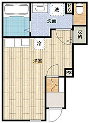 グランソフィア上福岡 1階ワンルームの間取り