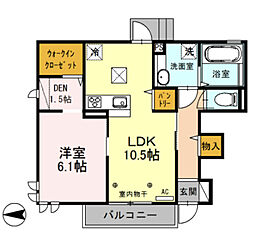 シャインアイリスIII 1階1SLDKの間取り