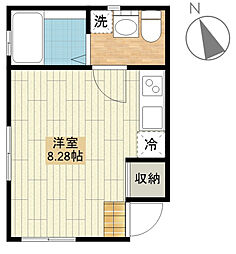 フラワームーン 1階ワンルームの間取り