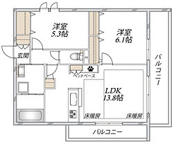 ラ セーヌ 2LDKの間取図画像
