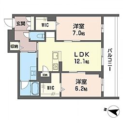グレイス 2LDKの間取図画像