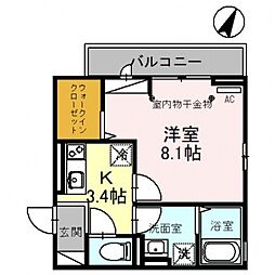 プリマベーラ 1Kの間取図画像
