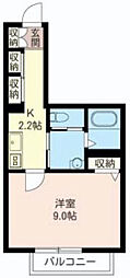 レフィナードみずほ台 1Kの間取図画像