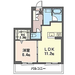 レオナイースト 1LDKの間取図画像