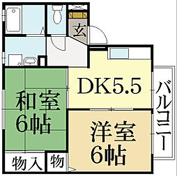 セジュール沙彌 1階2Kの間取り