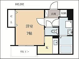 サンレーベ東垣外 1階1Kの間取り