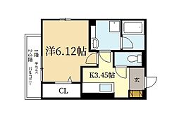 グランドペアランス 3階1Kの間取り