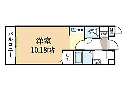 サジタリアス京田辺 1階1Kの間取り