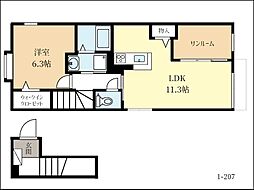 グリーンハイツ加茂I 2階1SLDKの間取り