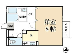 リトルミィ 1Kの間取図画像