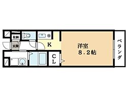 ジェルメ ワンルームの間取図画像
