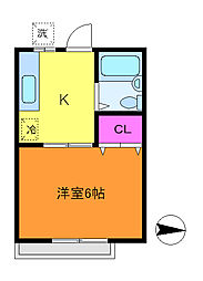 3多摩井 2階1Kの間取り