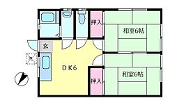 豊ハイツ 2階2DKの間取り