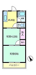 岡村ハイツ 2階2Kの間取り