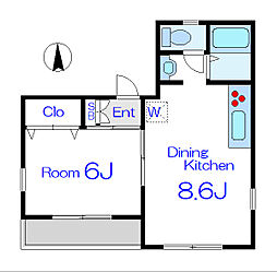 フルール潮田 3階1LDKの間取り