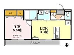 ブリリアンコート 1階1LDKの間取り