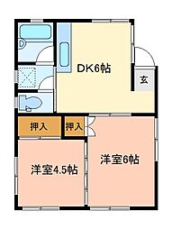 橋本コーポ 1階2DKの間取り