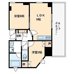 ミヤタビル 3階2LDKの間取り