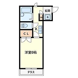 東急目黒線 新丸子駅 徒歩5分の賃貸マンション 1階1Kの間取り