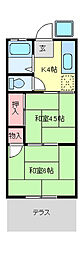 第三菱沼コーポ 2Kの間取図画像