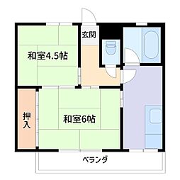 青木ビル 2Kの間取図画像