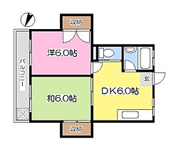コーポなどやま 2DKの間取図画像