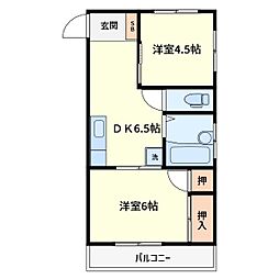 小山マンション 2Kの間取図画像