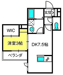 King & Princess  1番館 3階1DKの間取り