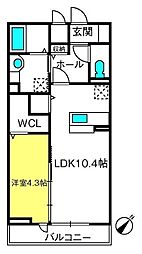 grand soleil 3階1LDKの間取り