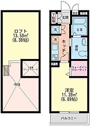 SERENDIPITY 2階1Kの間取り