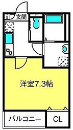ジーメゾン西大宮アウリス 3階1Kの間取り