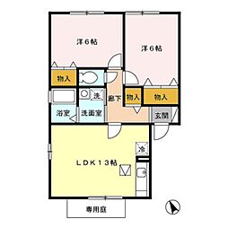 ラ・グランドール　弐番館 1階2LDKの間取り