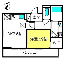 アリエス東大成 2階1DKの間取り