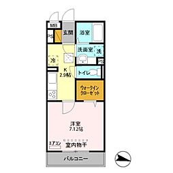リベルタ東大成 1階1Kの間取り