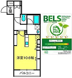 アクアシオン 1階ワンルームの間取り