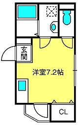 Les quatre saisons 3階ワンルームの間取り