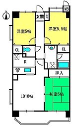 アーバンコート 2階3LDKの間取り