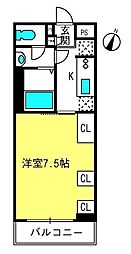 リブリ・カシオペアII 1階1Kの間取り