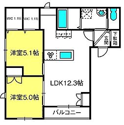 ルミエール 2階2LDKの間取り