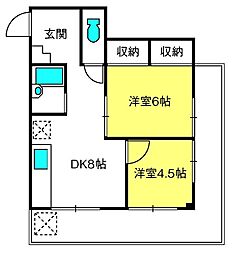 大東京戸田公園ハイツ 2階2DKの間取り