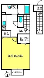 メゾンドエスポワール 2階1Kの間取り