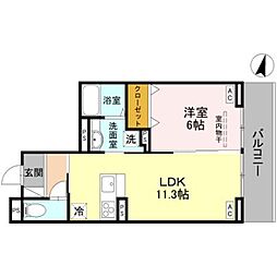 さいたま市北区土呂町1丁目アパート 1LDKの間取図画像