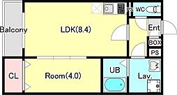 ジーメゾン見沼大和田サウス 1LDKの間取図画像
