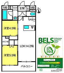 シエロ アズール 2LDKの間取図画像