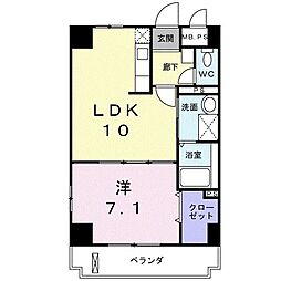 カーサヴェンティ 1LDKの間取図画像
