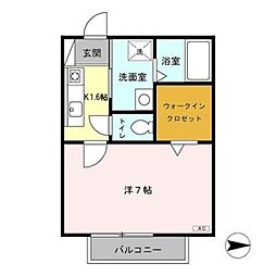 オークハウス 1Kの間取図画像