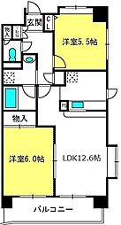 ディアプレイス 2LDKの間取図画像