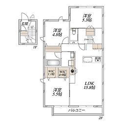 Traum 3LDKの間取図画像