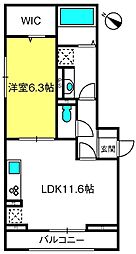 ディアコート十番館 1LDKの間取図画像