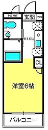 ウッド・ハウス西大宮 1Kの間取図画像